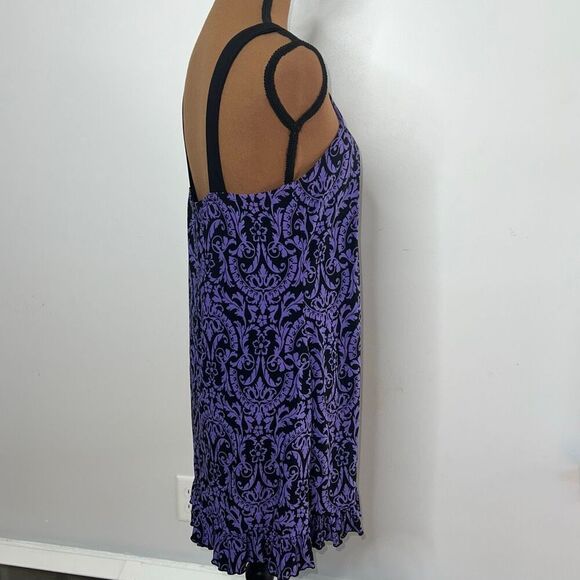Studio Donatella Purple & Black Floral Print Chemise Nightgown, Women’s Medium - Picture 6 of 11